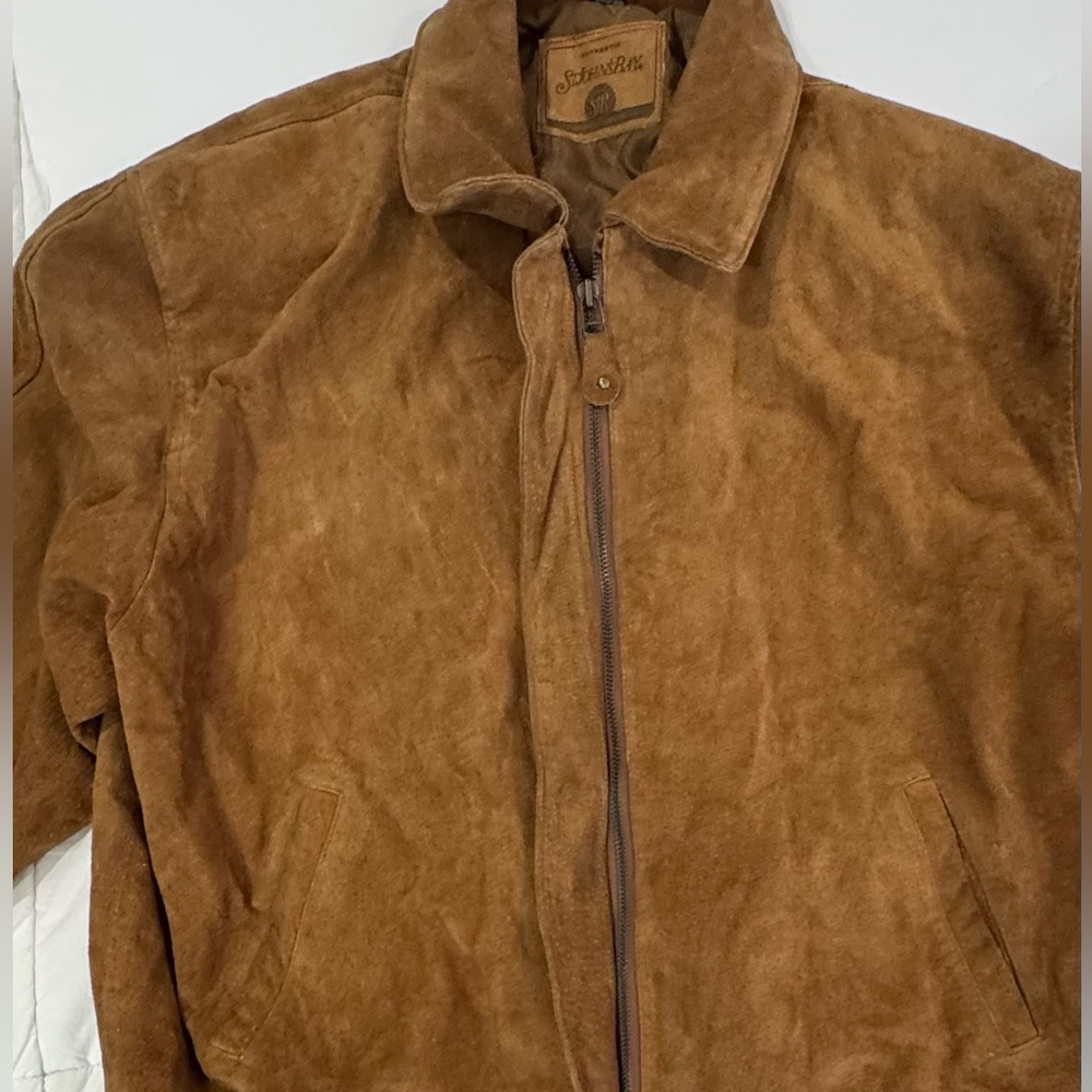 St. John’s Bay Men’s XL Brown Genuine Suede Leather Bomber Jacket - Picture 2 of 7
